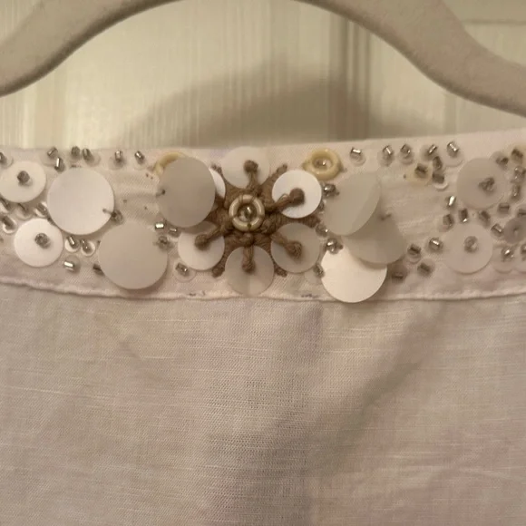 Chico's Ivory Tunic with Taupe and Silver Accents Size 1 - Picture 6 of 12